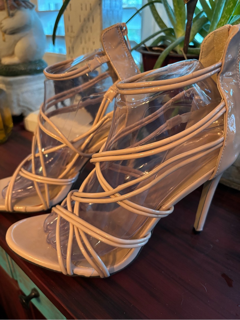 Women's Nude Strappy High Heel Sandals 11 - Picture 3 of 9